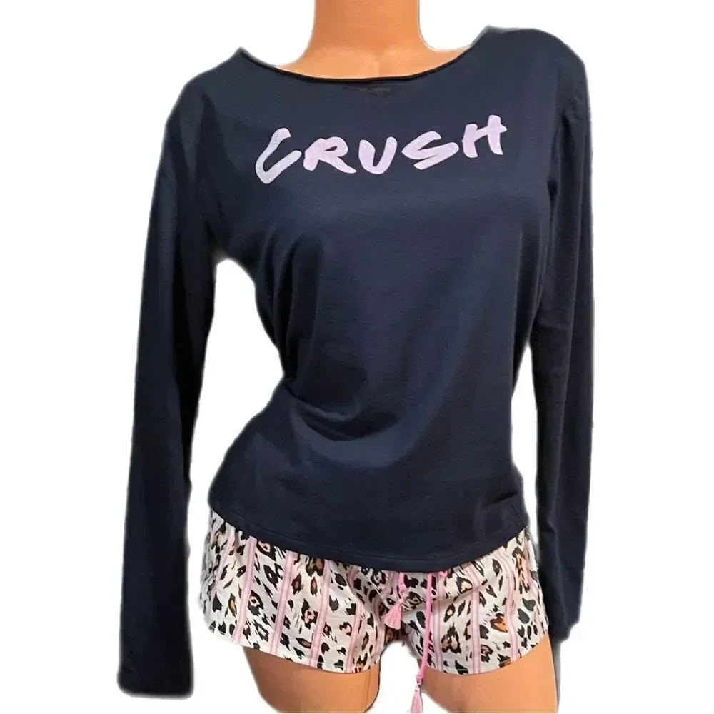 Victorias Secret Soft Cotton long sleeve top and drawstring shorts pajama Set Xs